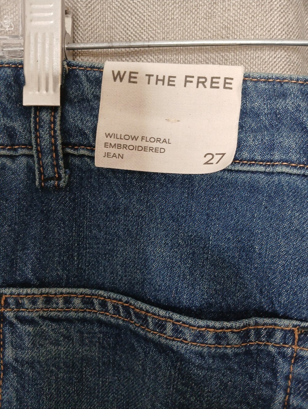 FREE PEOPLE X WE THE FREE WILLOW FLORAL EMBROIDERED JEAN, FORGET ME NOT- SIZE 27 - Picture 9 of 12